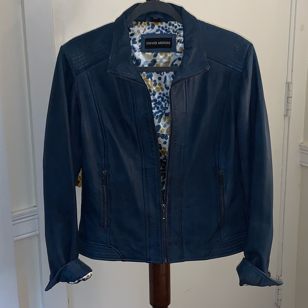 David Moore blue leather jacket purchased in Niagara on the Lake, Ontario,Canada